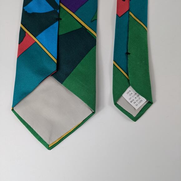 1996 Olympics Mens Necktie Silk Altanta GA Color Block Green Souvenir Official - Picture 7 of 11